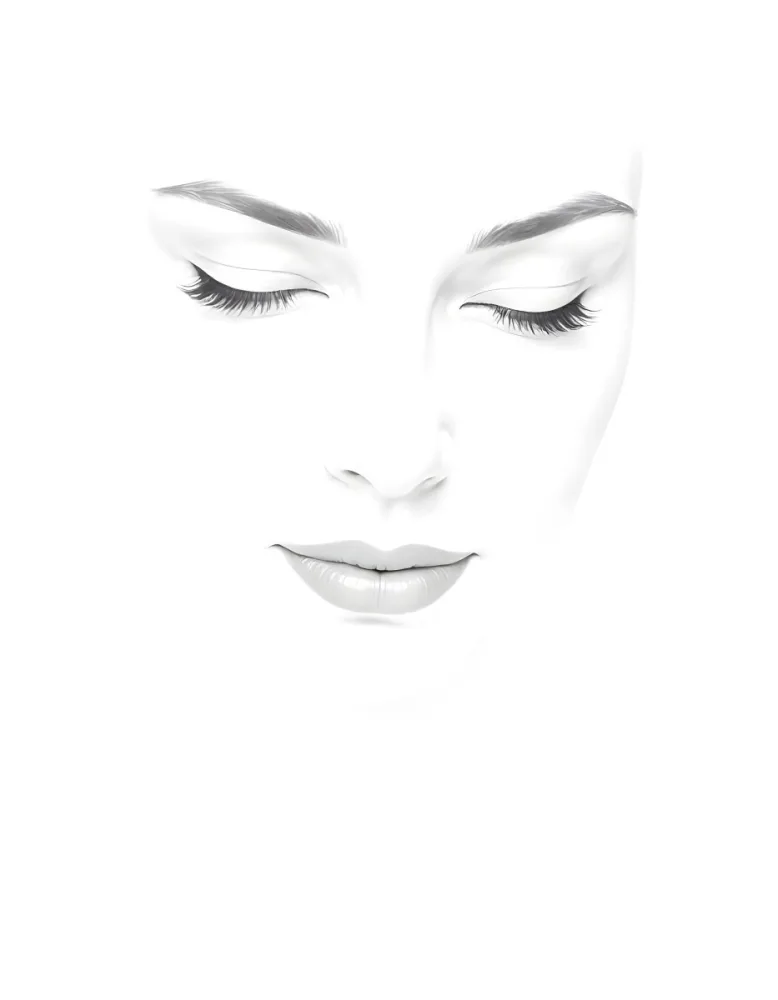 A White Woman 25 Years Old With Closed Eyes Dark Skin And Light Eyelashes In A White Background 54 6c53
