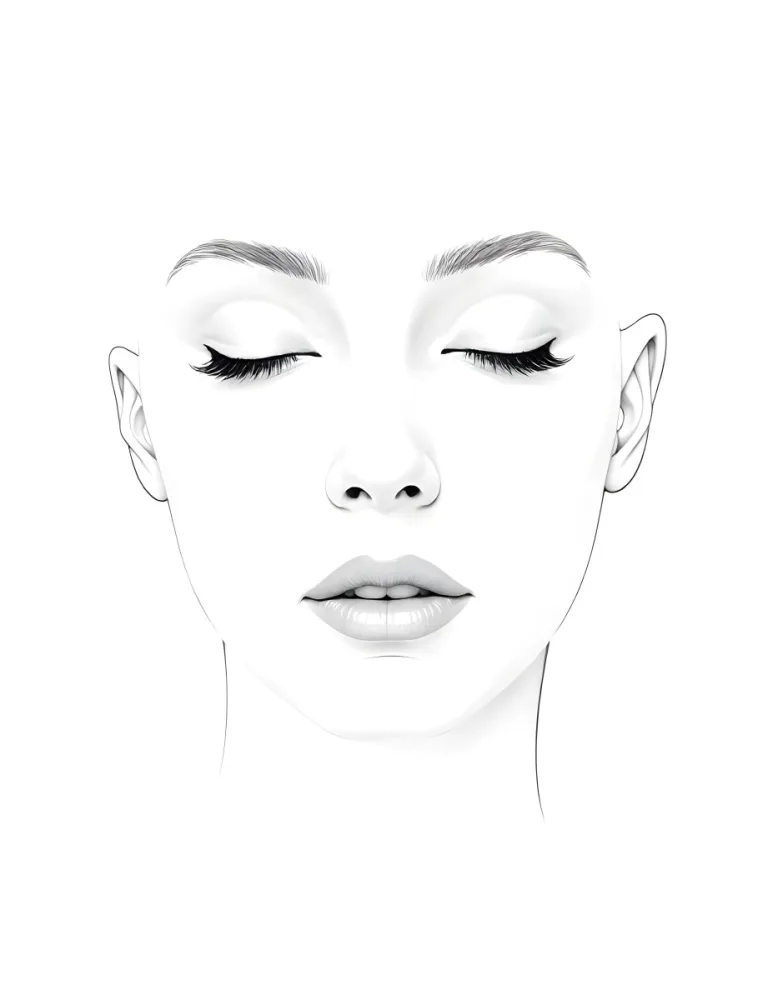 A White Woman 25 Years Old With Closed Eyes Dark Skin And Light Eyelashes In A White Background 55 07c8