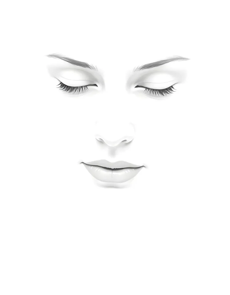 A White Woman 25 Years Old With Closed Eyes Dark Skin And Light Eyelashes In A White Background 56 7080