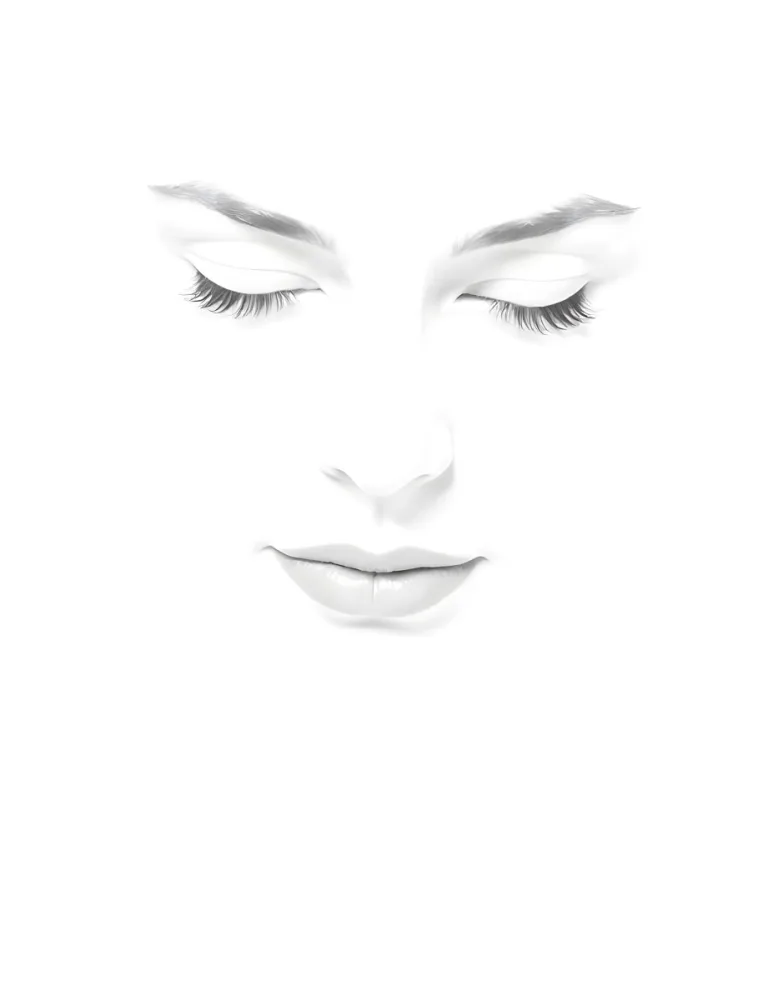 A White Woman 25 Years Old With Closed Eyes Dark Skin And Light Eyelashes In A White Background 66 1f85