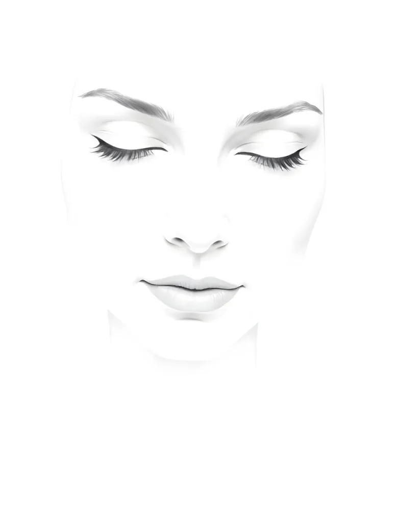 A White Woman 25 Years Old With Closed Eyes Dark Skin And Light Eyelashes In A White Background 67 Dfe2
