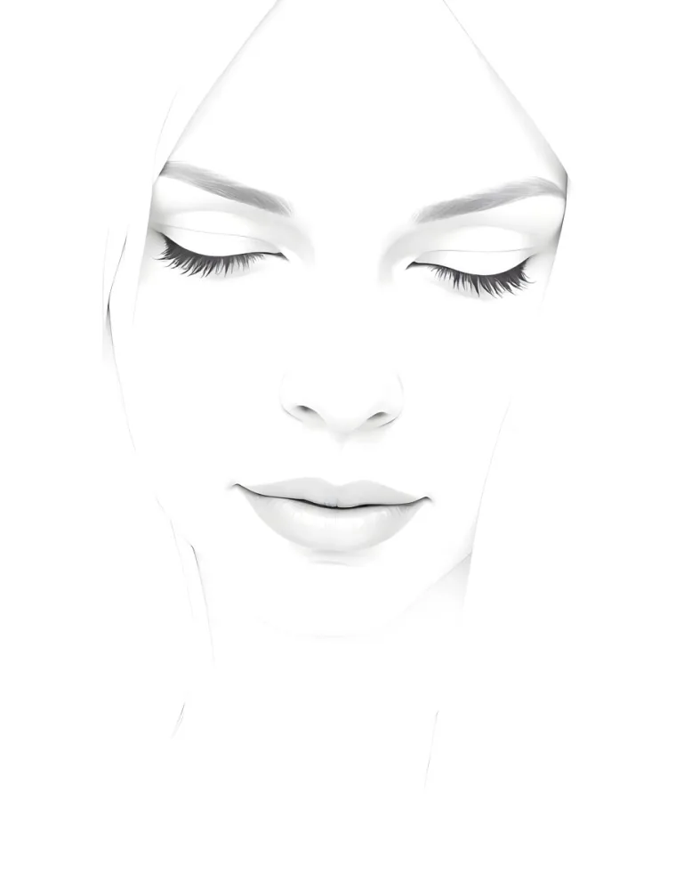 A White Woman 25 Years Old With Closed Eyes Dark Skin And Light Eyelashes In A White Background 70 4383