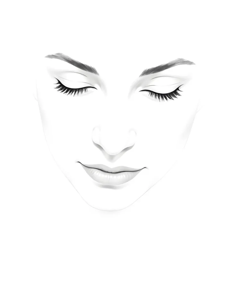 A White Woman 25 Years Old With Closed Eyes Dark Skin And Light Eyelashes In A White Background 9 Abd3