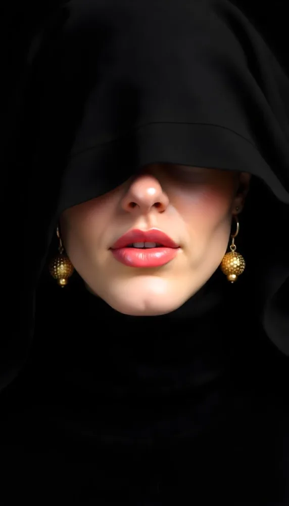 A White Woman 25 Years Old With Light Skin And Light Lips Wearing Golden Earrings Black Background 14 38ee