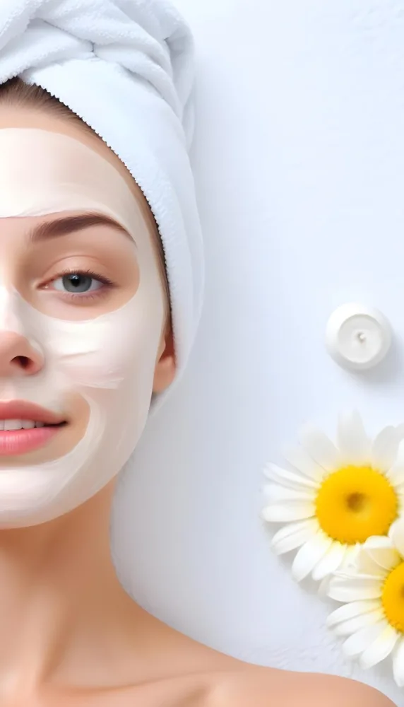 A White Woman Age 25 With A White Towel On Her Head And A White Mask On Her Face In A Spa 4 69ab