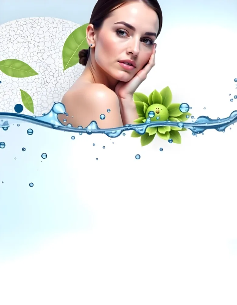 A White Woman Age 28 With Green Hair In A Water Splash With Green Leaves White Background 11 B742