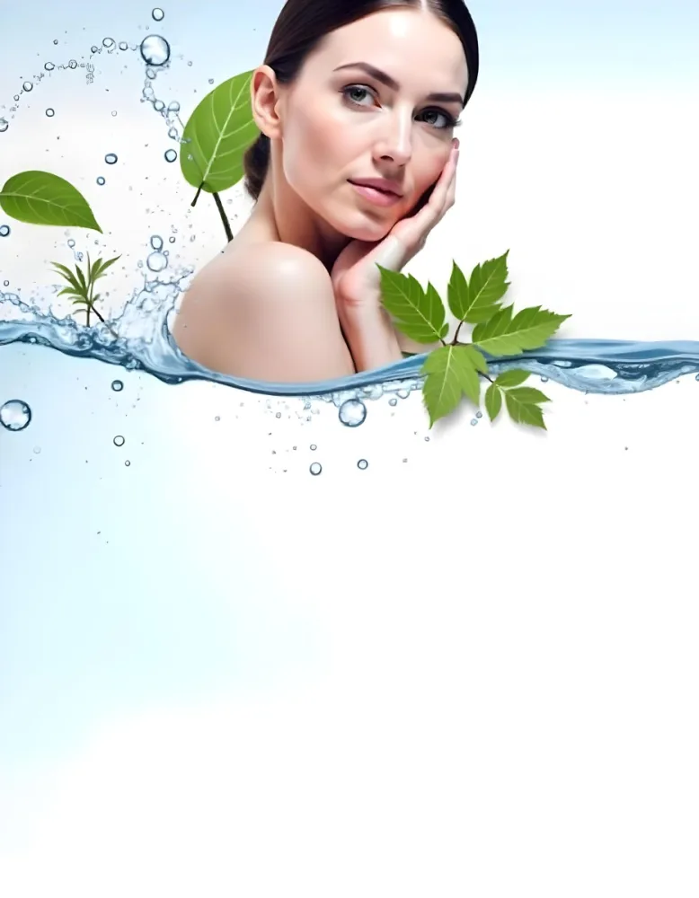 A White Woman Age 28 With Green Hair In A Water Splash With Green Leaves White Background 27 F4b2