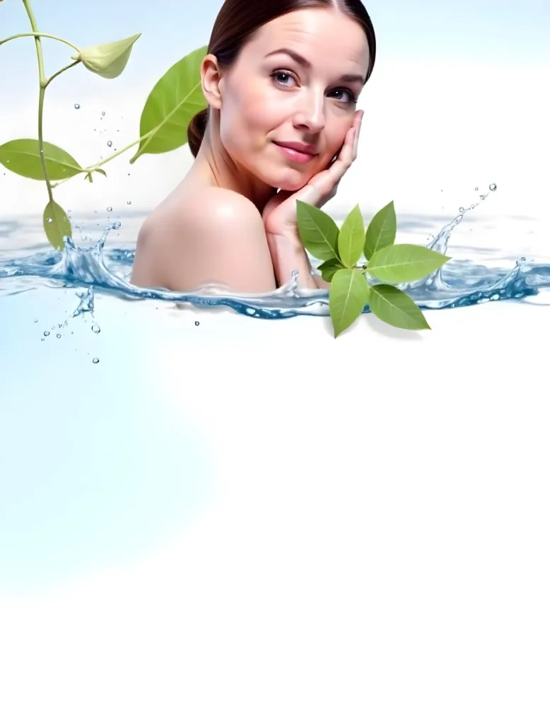 A White Woman Age 28 With Green Hair In A Water Splash With Green Leaves White Background 29 4b20
