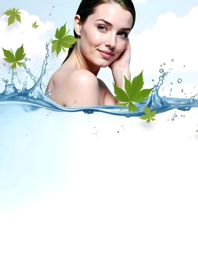 A White Woman Age 28 With Green Hair In A Water Splash With Green Leaves White Background 33 9c98
