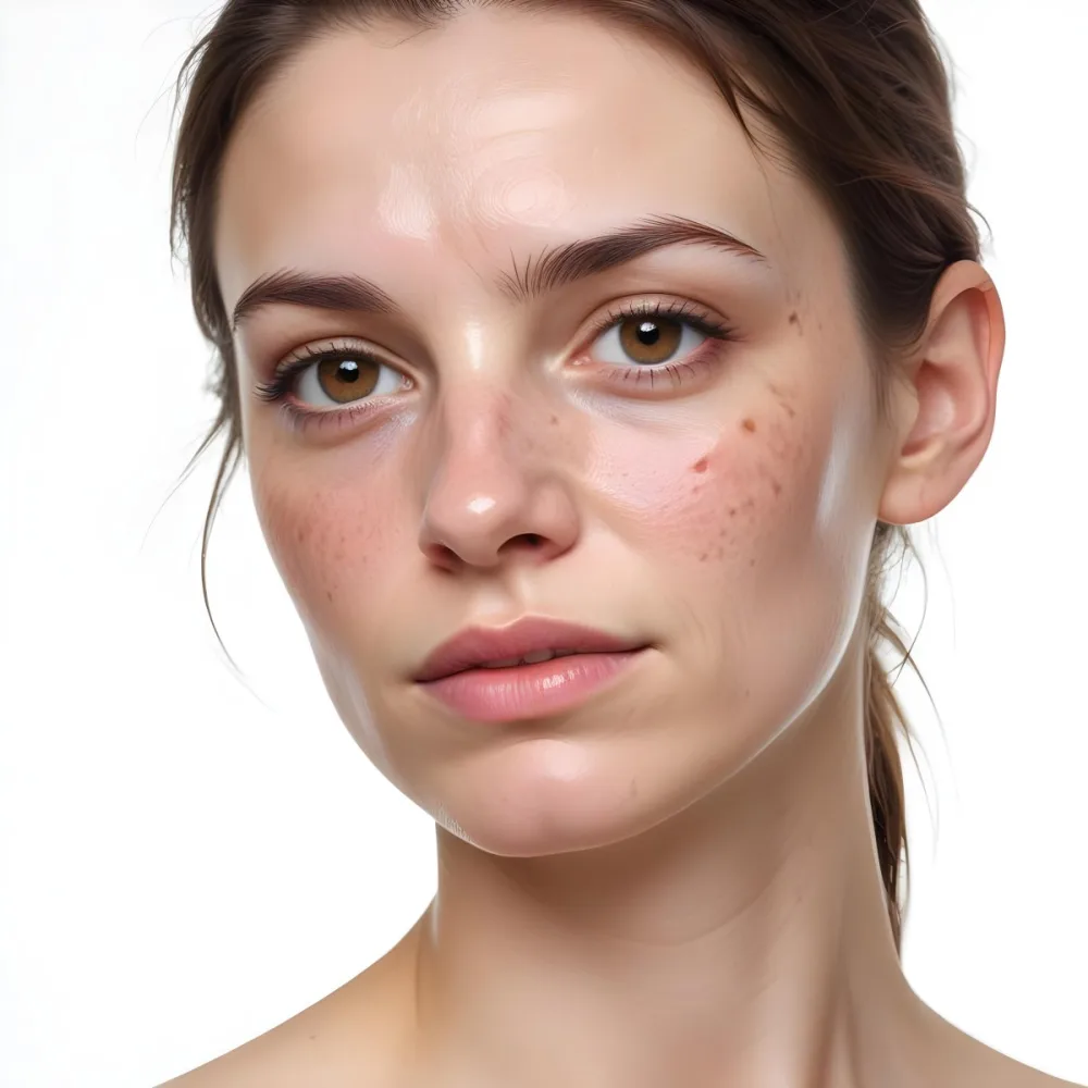 A White Woman Age 30 With Brown Hair Half Of Her Face Is Cracked In A White Background 19 7ef8