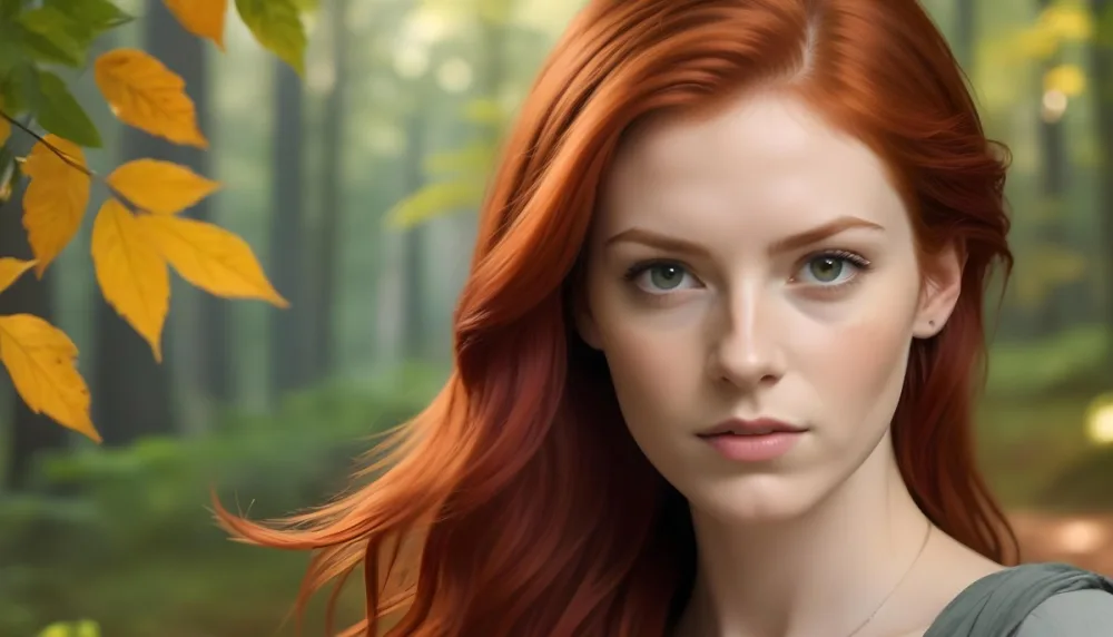 A White Woman With Red Hair 25 Years Old In A Forest 10 E843