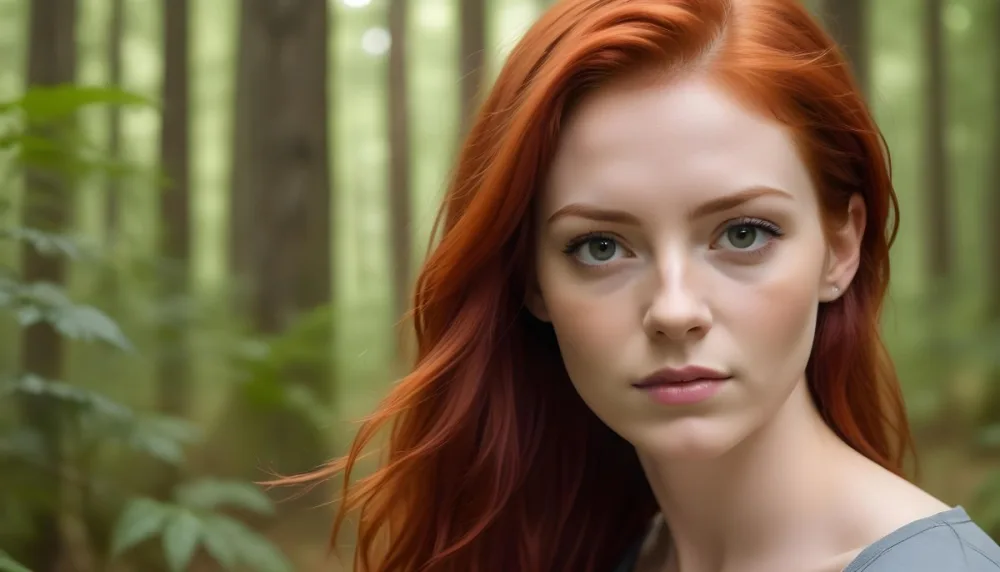 A White Woman With Red Hair 25 Years Old In A Forest 24 512a
