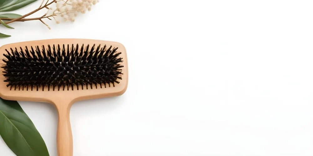 A Wooden Hairbrush With Natural Bristles On A White Background 7 E9e9