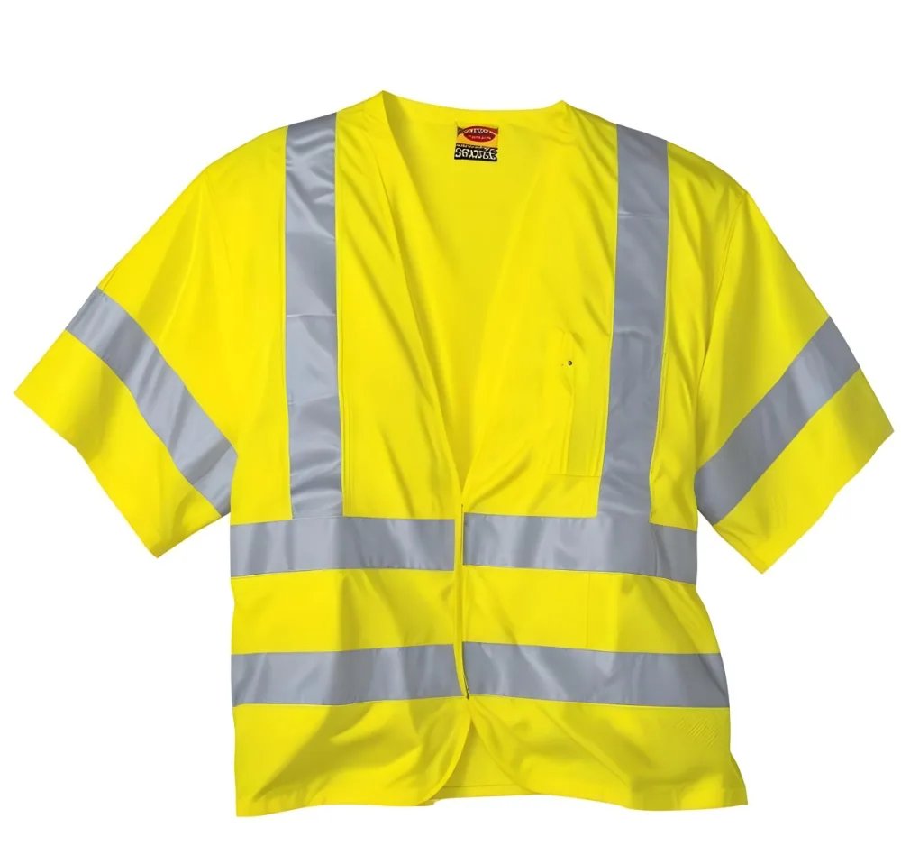 A Yellow Dickies Safety Vest With Reflective Stripes On A White Background 10 B796
