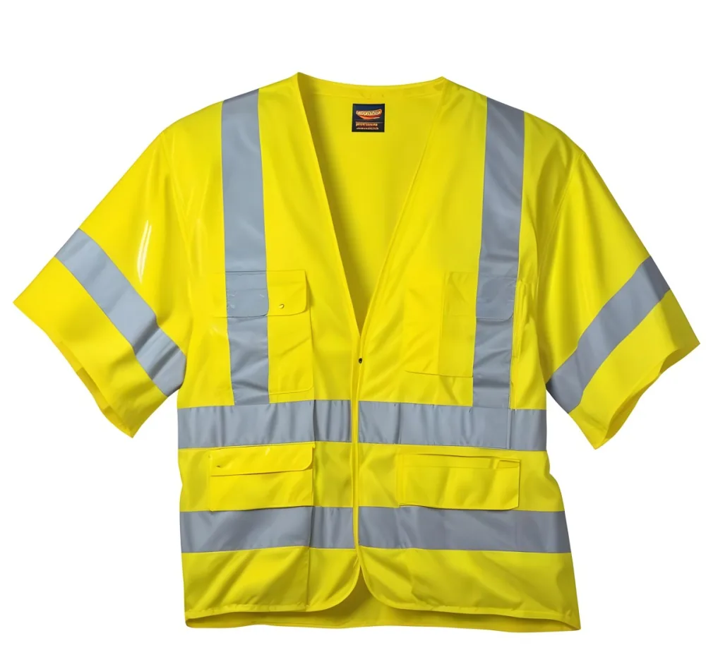 A Yellow Dickies Safety Vest With Reflective Stripes On A White Background 3 8b86