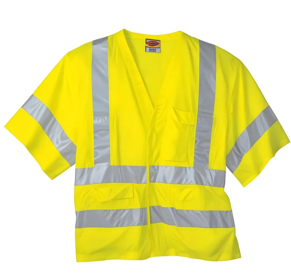 A Yellow Dickies Safety Vest With Reflective Stripes On A White Background 4 Bbce
