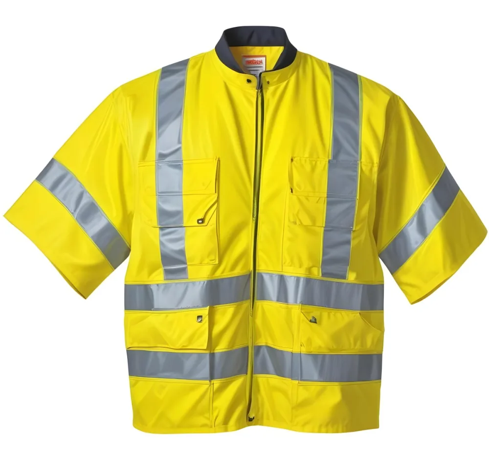 A Yellow Dickies Safety Vest With Reflective Stripes On A White Background 5 E532