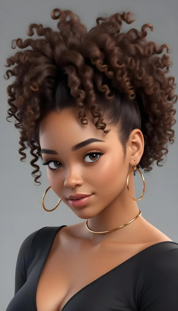 A Young African American Woman With Curly Dark Hair Wearing Gold Hoop Earrings And A Black Top 14 5da4