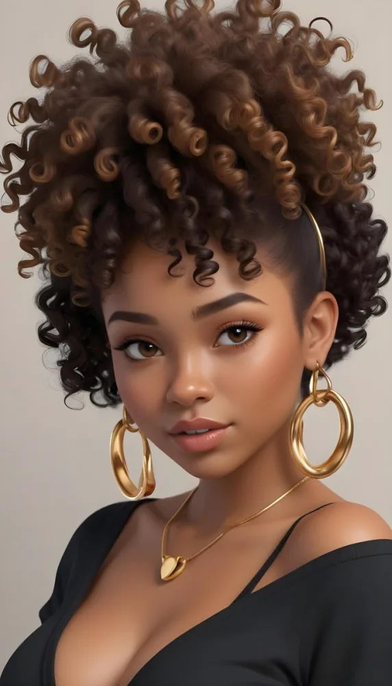 A Young African American Woman With Curly Dark Hair Wearing Gold Hoop Earrings And A Black Top 19 0a2a