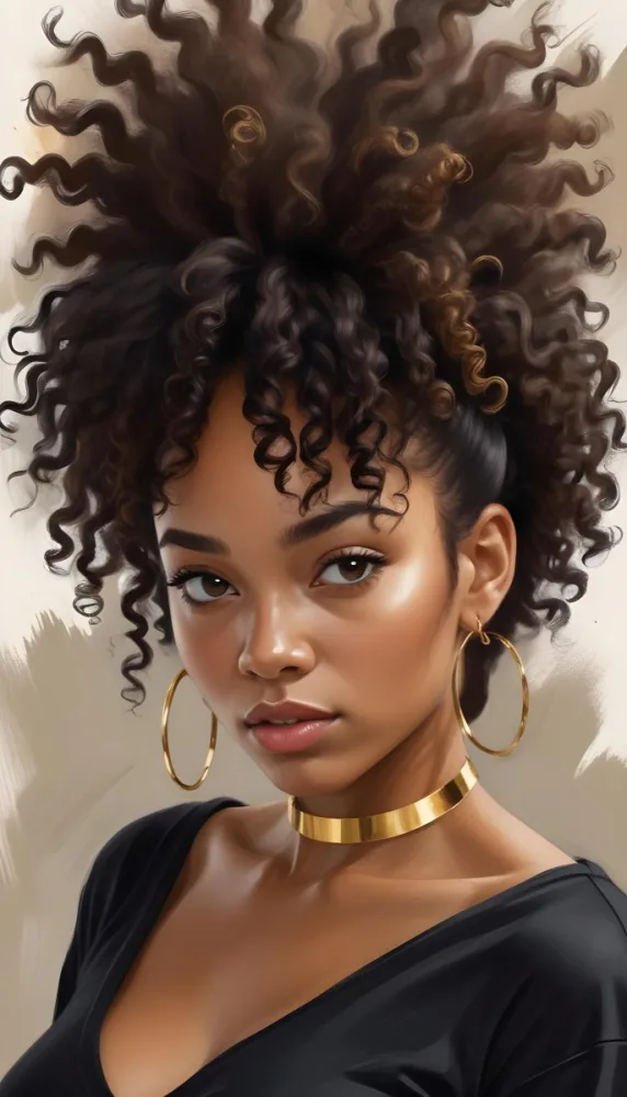 A Young African American Woman With Curly Dark Hair Wearing Gold Hoop Earrings And A Black Top 3 9b58