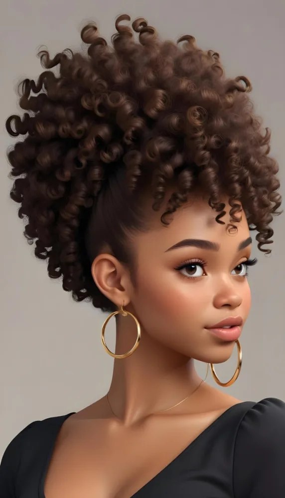 A Young African American Woman With Curly Dark Hair Wearing Gold Hoop Earrings And A Black Top 9 35dc