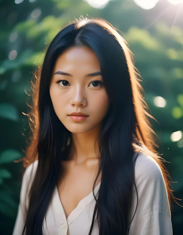A Young Asian Woman With Long Dark Hair Glowing Skin And Natural Makeup 44 C97e