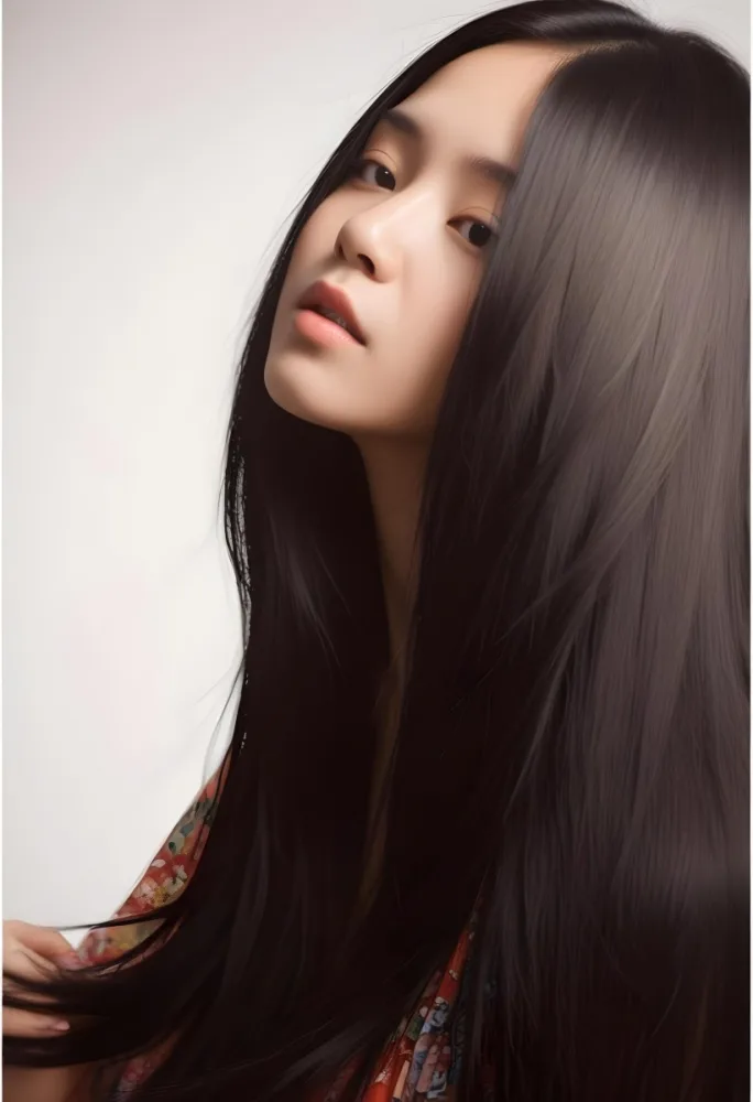 A Young Asian Woman With Long Straight Black Hair Covering Part Of Her Face Wearing A Summer Dress In Bright Sunlight 1 C6da