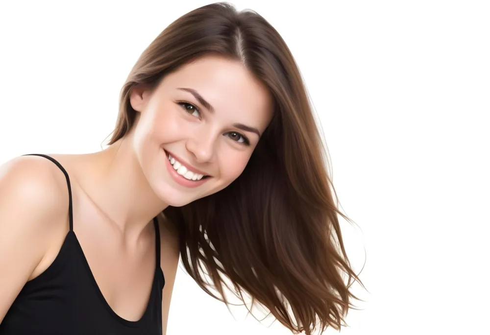 A Young Caucasian Woman With Long Brown Hair And A Warm Smile Wearing A Black Top 8 4016