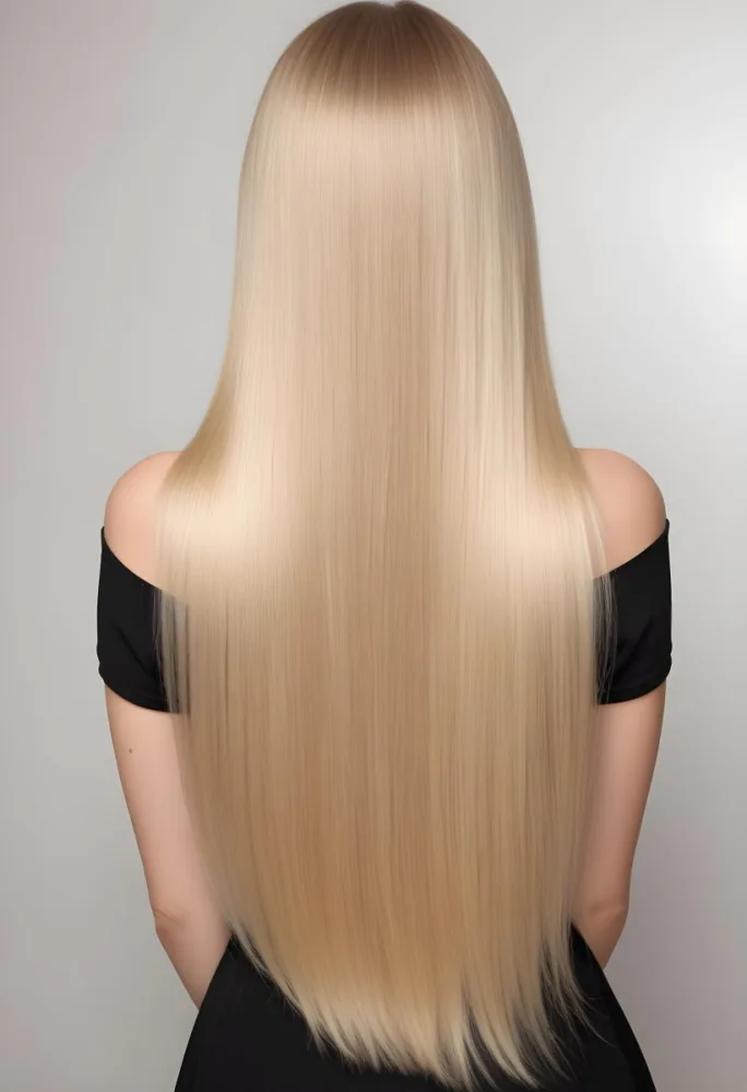 A Young Caucasian Woman With Long Straight And Shiny Blonde Hair 1 9548
