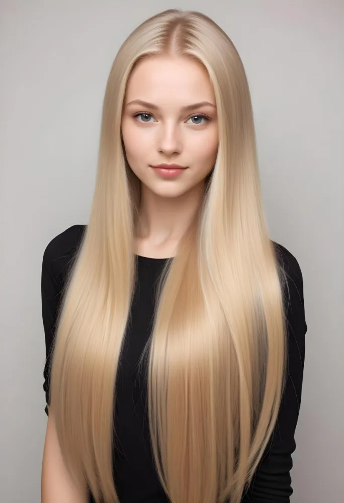 A Young Caucasian Woman With Long Straight And Shiny Blonde Hair 19 Ff94