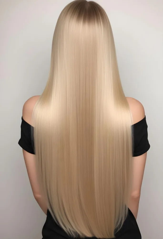 A Young Caucasian Woman With Long Straight And Shiny Blonde Hair 2 Bd43