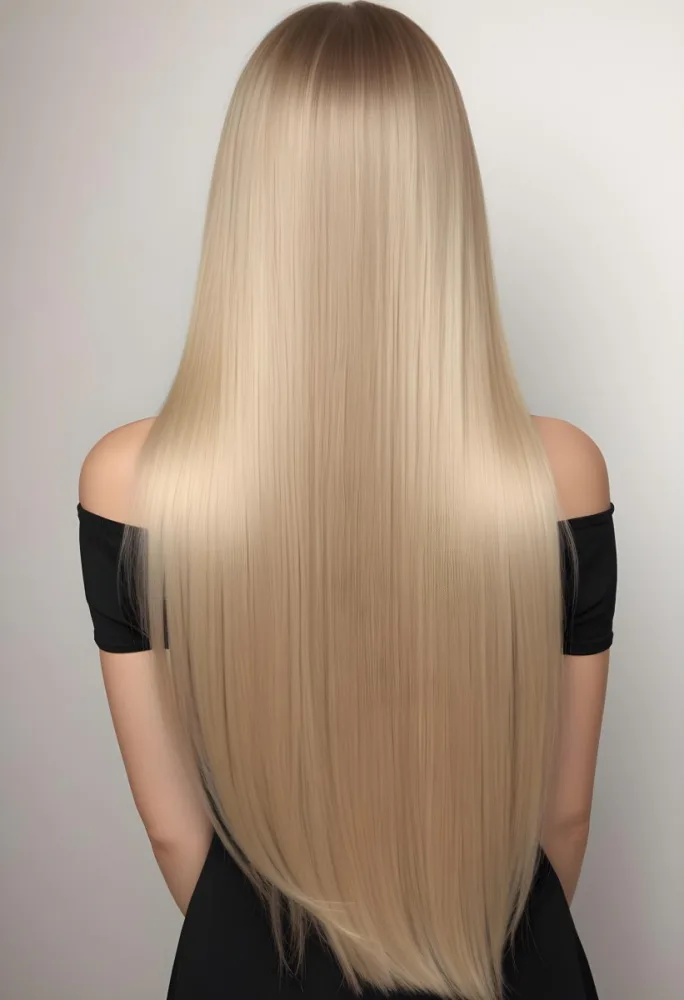 A Young Caucasian Woman With Long Straight And Shiny Blonde Hair 8 8c6e