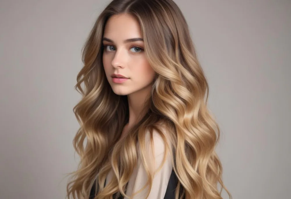 A Young Caucasian Woman With Long Wavy Blonde And Brown Ombre Hair 1 23ef