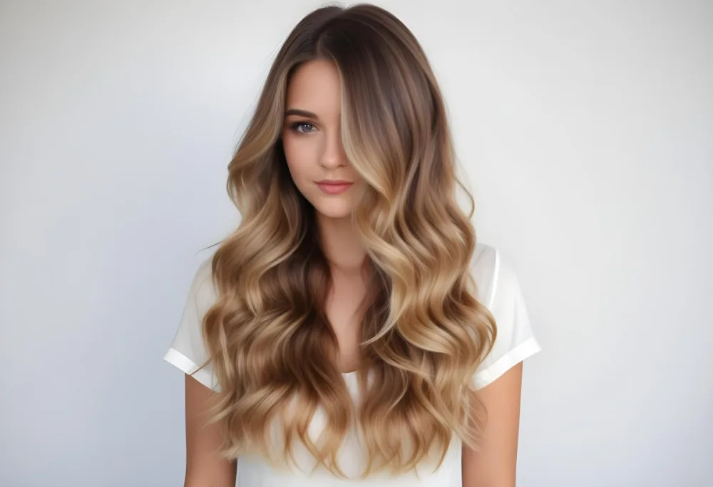 A Young Caucasian Woman With Long Wavy Blonde And Brown Ombre Hair 14 4c4e