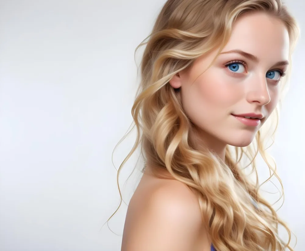 A Young Caucasian Woman With Long Wavy Blonde Hair And Blue Eyes Wearing Light Makeup And Looking Directly At The Camera With A Slight Smile 5 Fb55