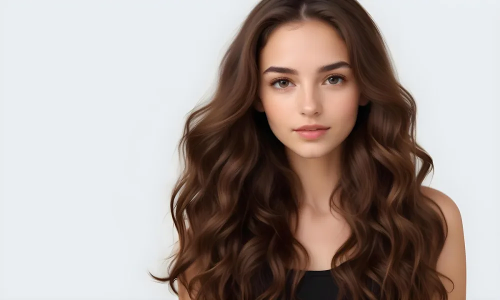 A Young Caucasian Woman With Long Wavy Brown Hair And Brown Eyes 11 9a68