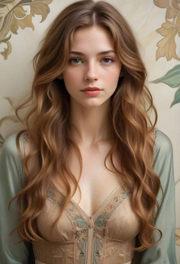 A Young Caucasian Woman With Long Wavy Light Brown Hair And Highlights She Has A Neutral Facial Expression And Is Wearing A Low Cut Top Revealing Her Shoulders 2 Bd4b