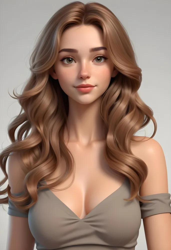 A Young Caucasian Woman With Long Wavy Light Brown Hair And Highlights She Has A Neutral Facial Expression And Is Wearing A Low Cut Top Revealing Her Shoulders 33 Ac49