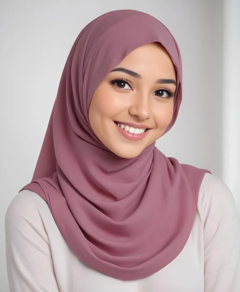 A Young Woman With Light Brown Skin Dark Brown Eyes And Long Dark Hair Wearing A Pink Hijab And Smiling At The Camera 24 932e