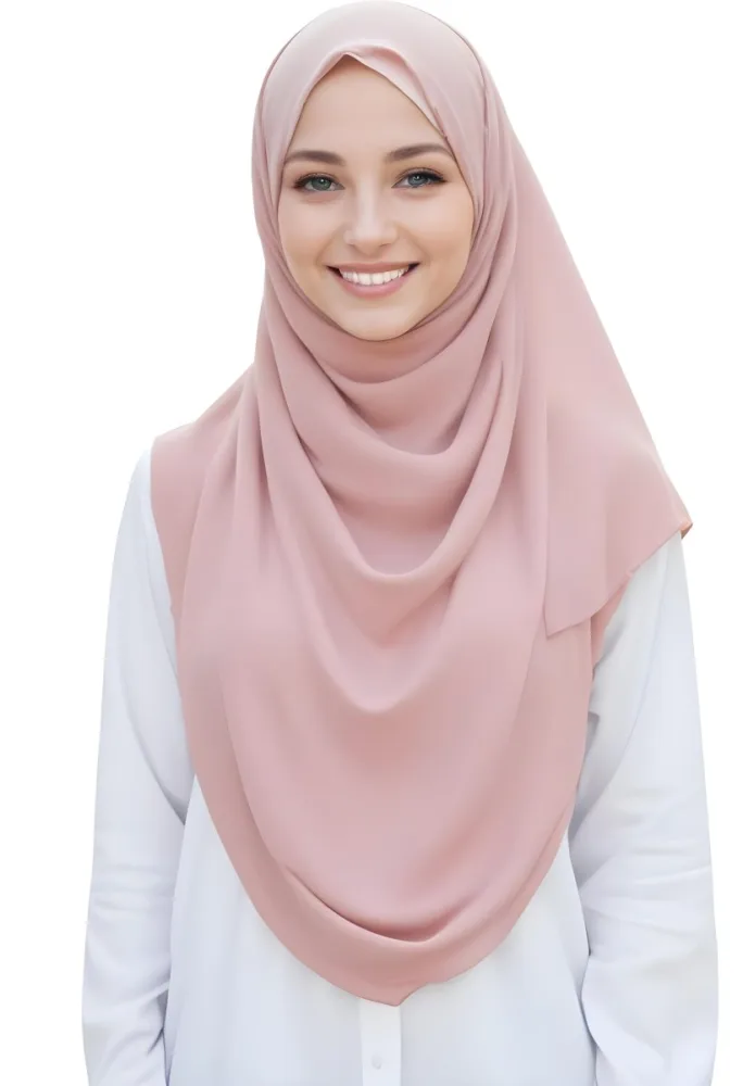 A Young Woman With Light Brown Skin Wearing A Pink Hijab And Smiling At The Camera 12 C760