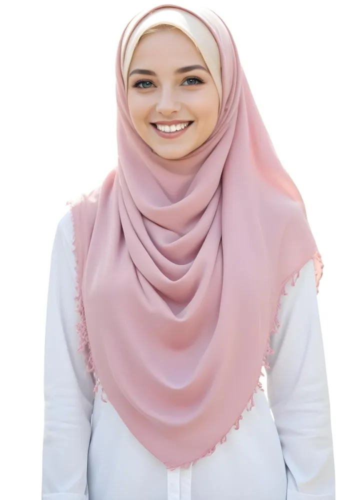 A Young Woman With Light Brown Skin Wearing A Pink Hijab And Smiling At The Camera 13 Ade4