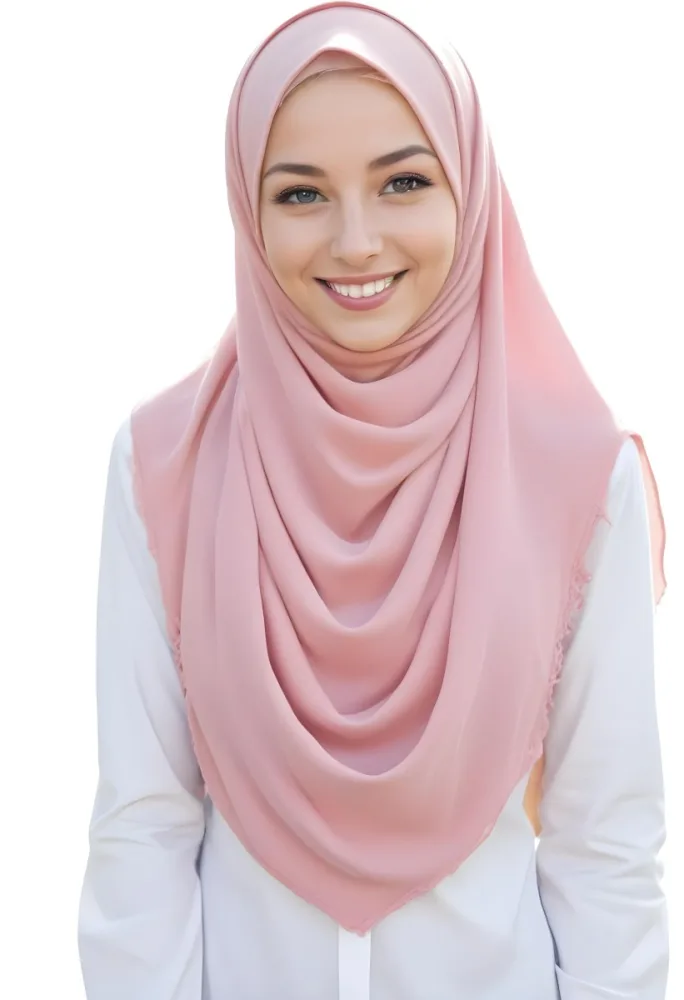 A Young Woman With Light Brown Skin Wearing A Pink Hijab And Smiling At The Camera 14 9fb0