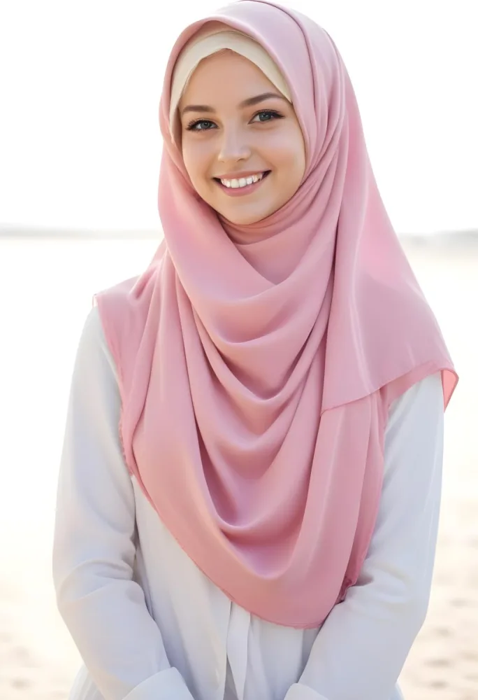A Young Woman With Light Brown Skin Wearing A Pink Hijab And Smiling At The Camera 3 Dede