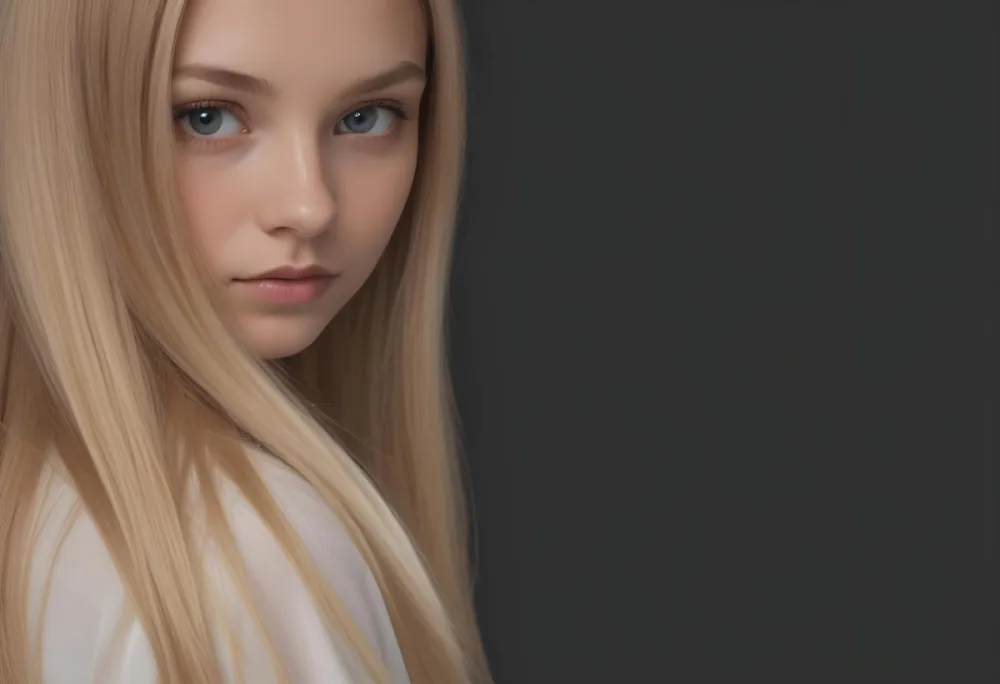 A Young Woman With Long Straight Blonde Hair Partially Obscured By Her Hair She Has Light Skin And Is Looking Towards The Camera The Background Is A Solid Dark Color 28 8465