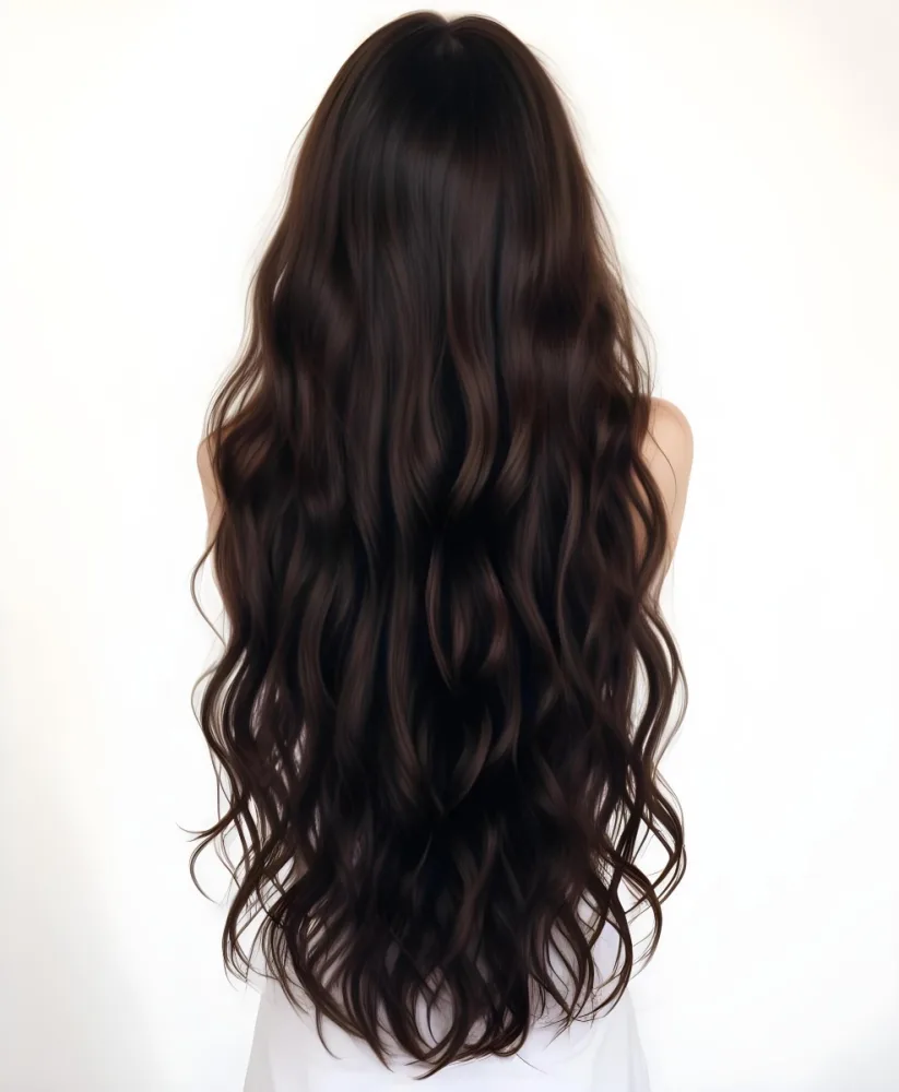 A Young Woman With Long Wavy Dark Brown Hair 4 9fc5