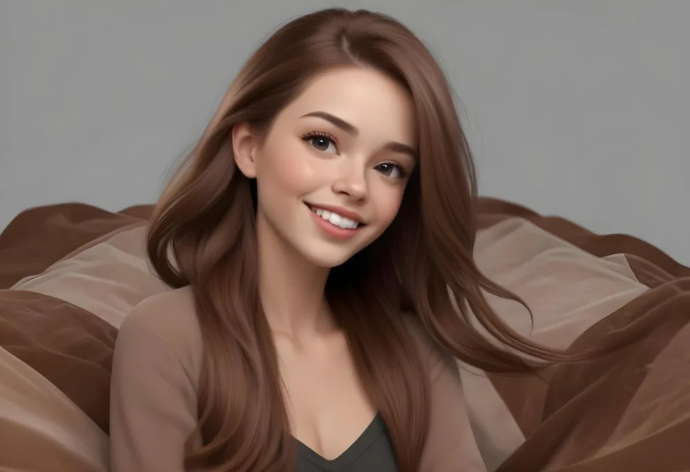 Adorable Cartoon Style A Caucasian Woman 23 Years Old Light Skin Brown Hair Gray Background 3d Render Cartoon 28 4326