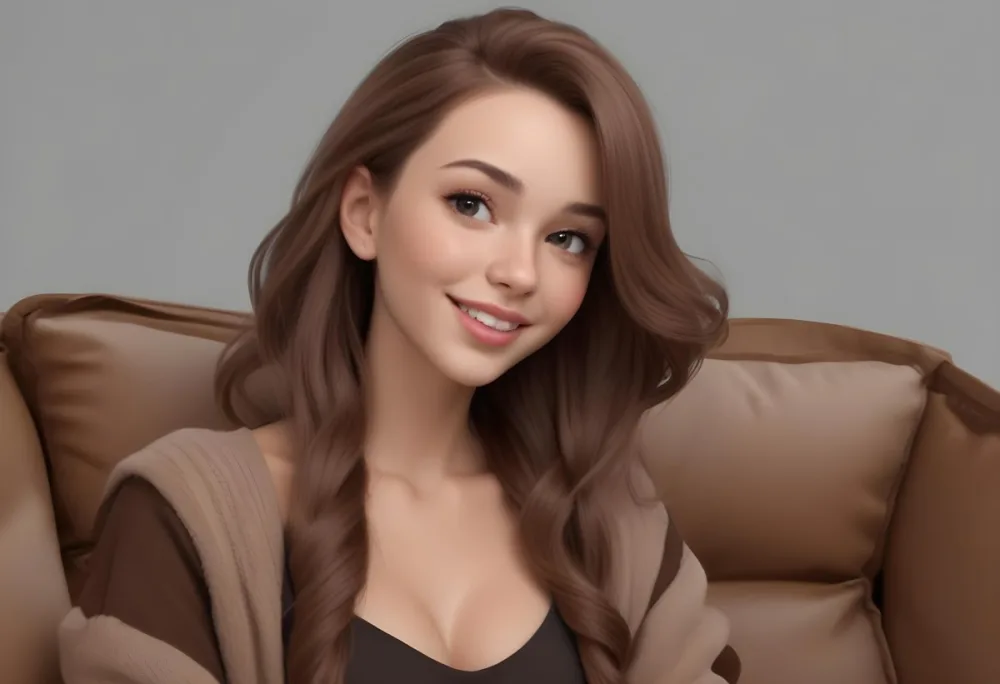 Adorable Cartoon Style A Caucasian Woman 23 Years Old Light Skin Brown Hair Gray Background 3d Render Cartoon 5 Ea4c
