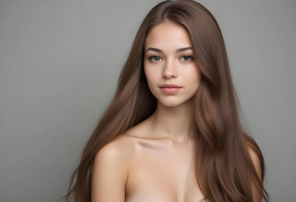 Adorable Cartoon Style A Caucasian Woman 23 Years Old Light Skin Long Brown Hair In A Grey Background 3d Render Cartoon 13 1082