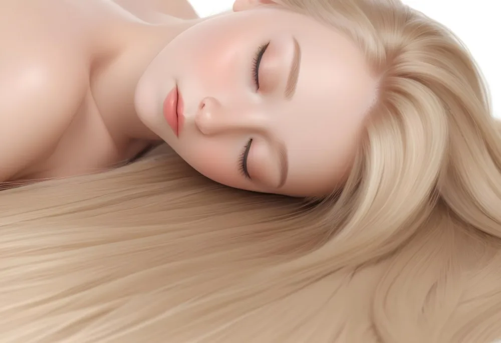 Adorable Cartoon Style Blonde Girl With Fair Skin And Closed Eyes Resting With Long Straight Hair Spread Out Around Her The Background Is Soft And Neutral 3d Render Cartoon 22 632c