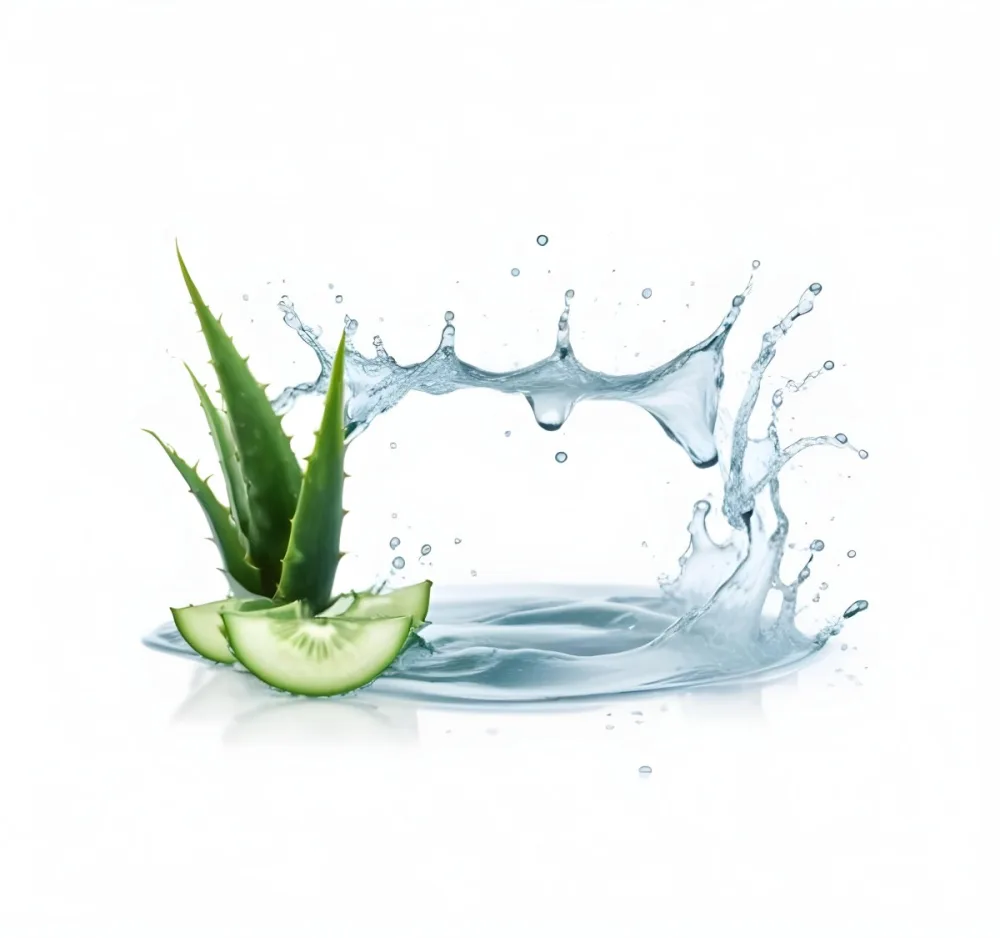 Aloe Vera Leaves And Slices With Water Splash On A White Background Showcasing Freshness And Natural Hydration 3 11a2